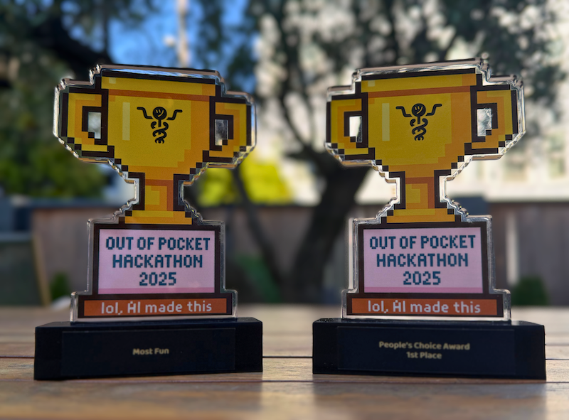 Our hackathon awards - People's Choice Award and Most Fun Award